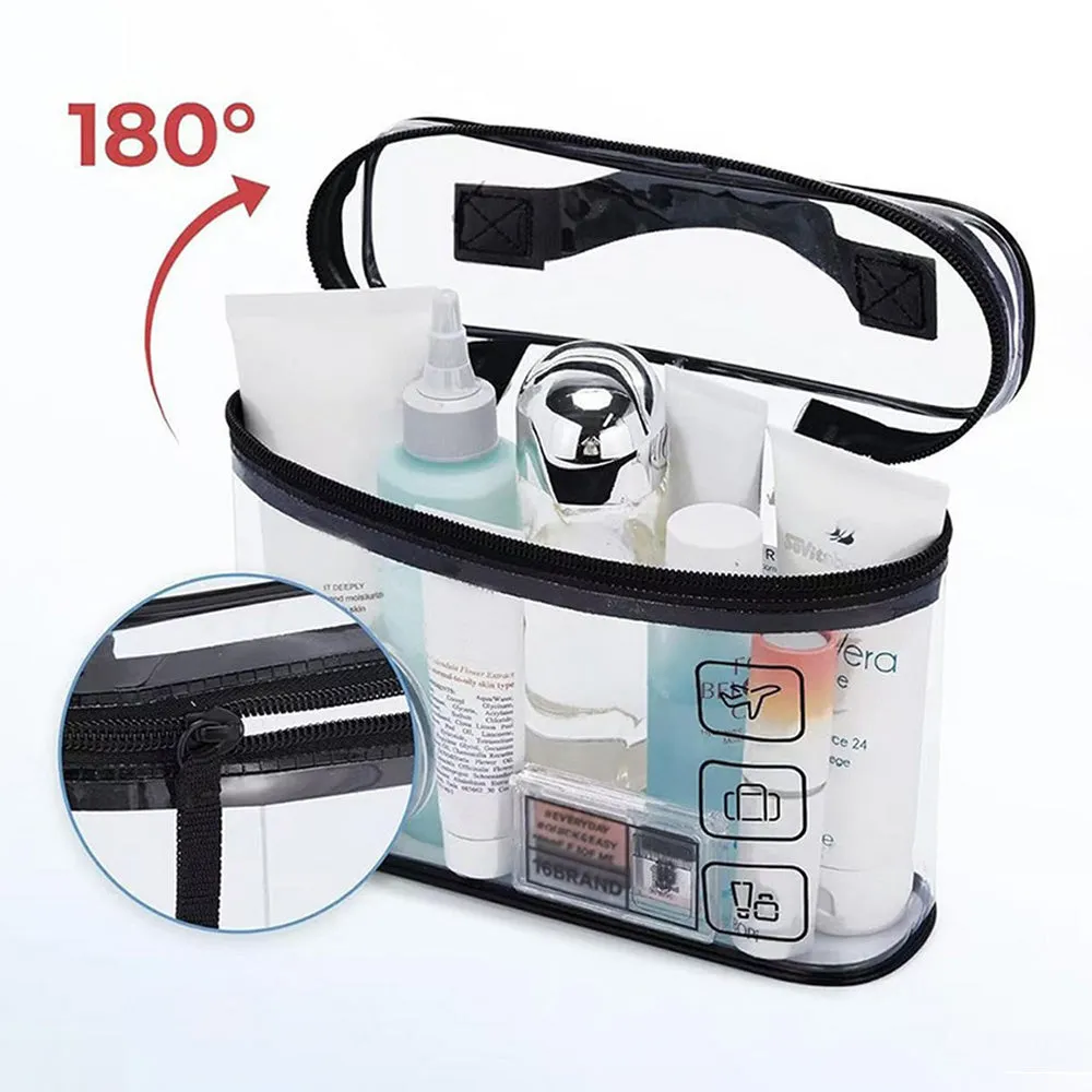 2Pcs Clear Toiletry Bag Waterproof Travel Makeup Organizer Carry-on Travel Accessories