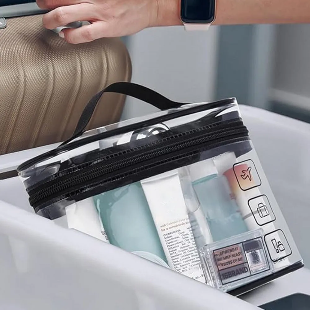 2Pcs Clear Toiletry Bag Waterproof Travel Makeup Organizer Carry-on Travel Accessories