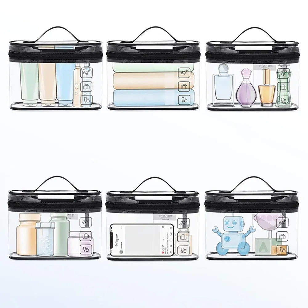 2Pcs Clear Toiletry Bag Waterproof Travel Makeup Organizer Carry-on Travel Accessories