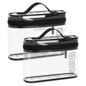 2Pcs Clear Toiletry Bag Waterproof Travel Makeup Organizer Carry-on Travel Accessories