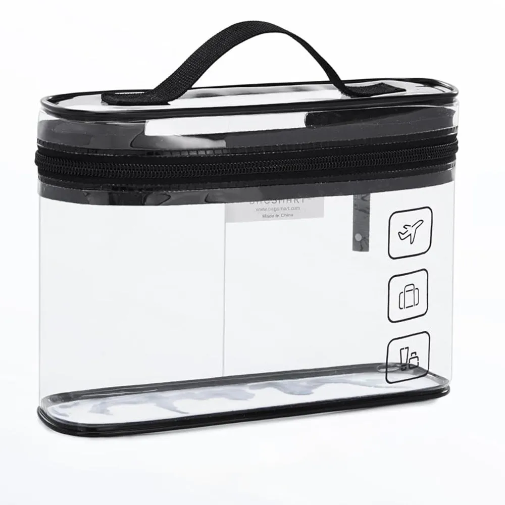 2Pcs Clear Toiletry Bag Waterproof Travel Makeup Organizer Carry-on Travel Accessories