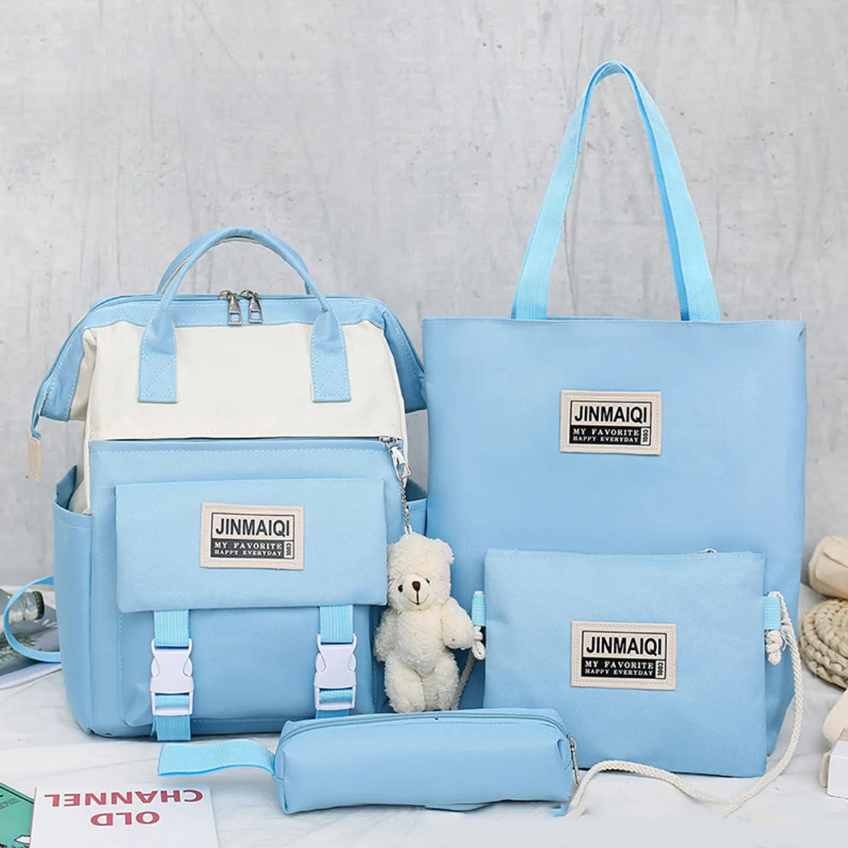 4 Pcs/Set Mom Backpack Waterproof Baby Diaper Bag Nappy Stroller Bag Outdoor Travel
