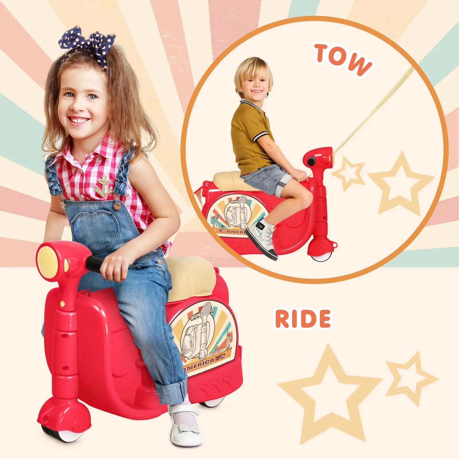Advwin Kids’ Ride-On Suitcase Motorcycle Luggage