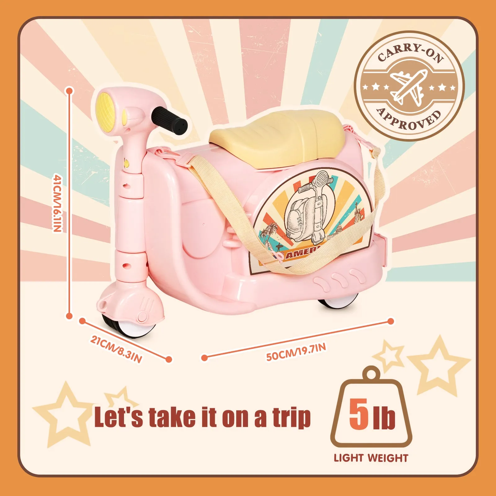 Advwin Kids’ Ride-On Suitcase Motorcycle Luggage