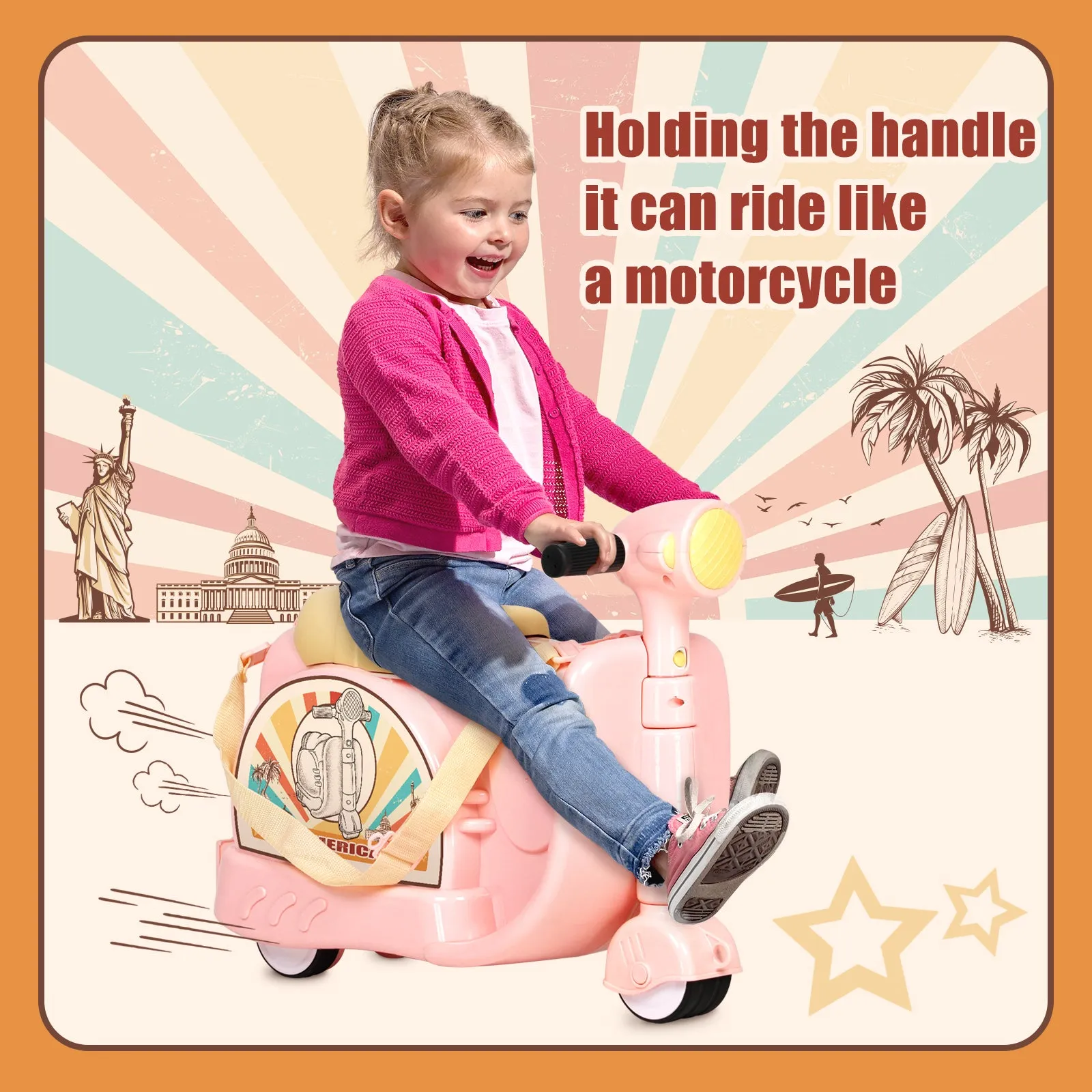 Advwin Kids’ Ride-On Suitcase Motorcycle Luggage
