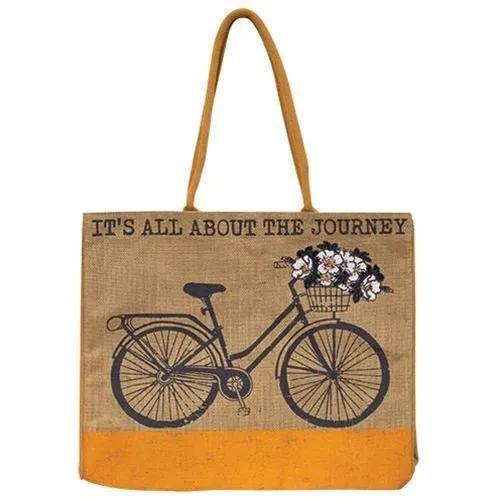 All About the Journey Burlap Tote Bag
