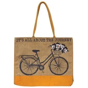 All About the Journey Burlap Tote Bag
