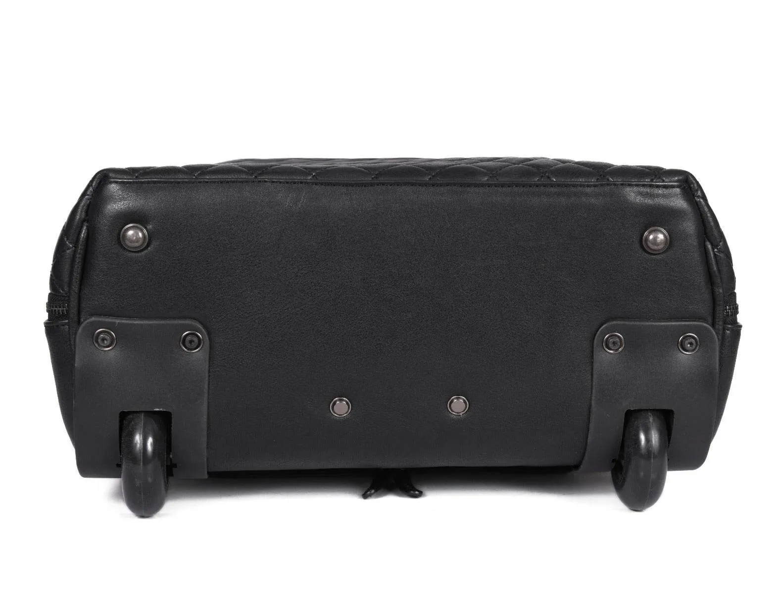 Atria Upcycled Leather Trolley Bag - Black