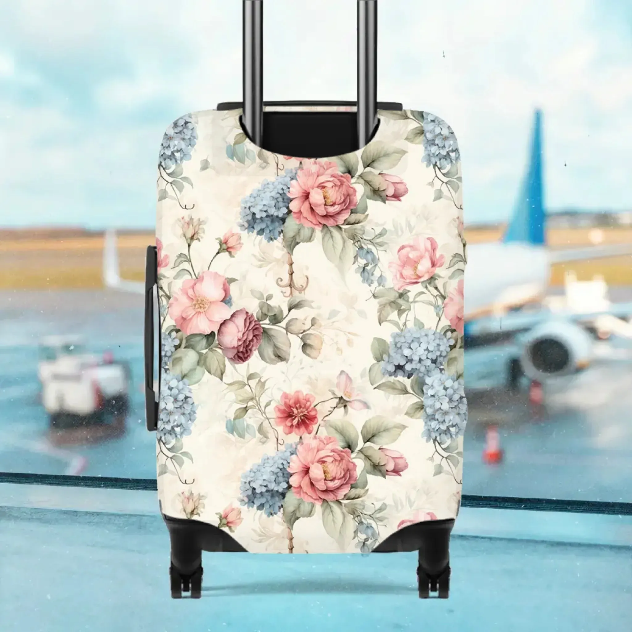 Classic Floral Patterns, Elegant And Romantic - Custom Background - Personalized Gift For Couples - Luggage Cover
