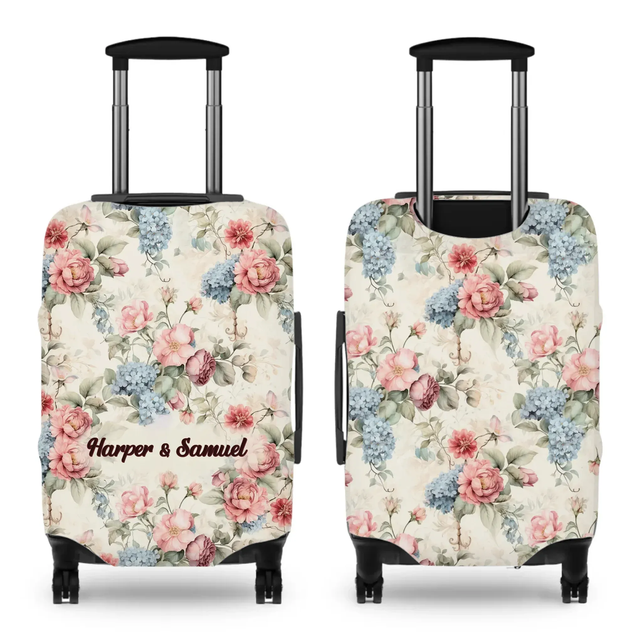Classic Floral Patterns, Elegant And Romantic - Custom Background - Personalized Gift For Couples - Luggage Cover