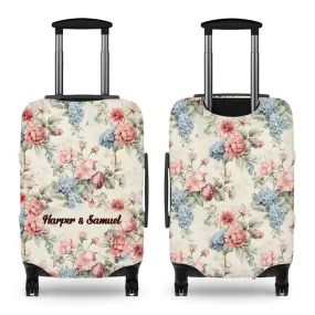 Classic Floral Patterns, Elegant And Romantic - Custom Background - Personalized Gift For Couples - Luggage Cover