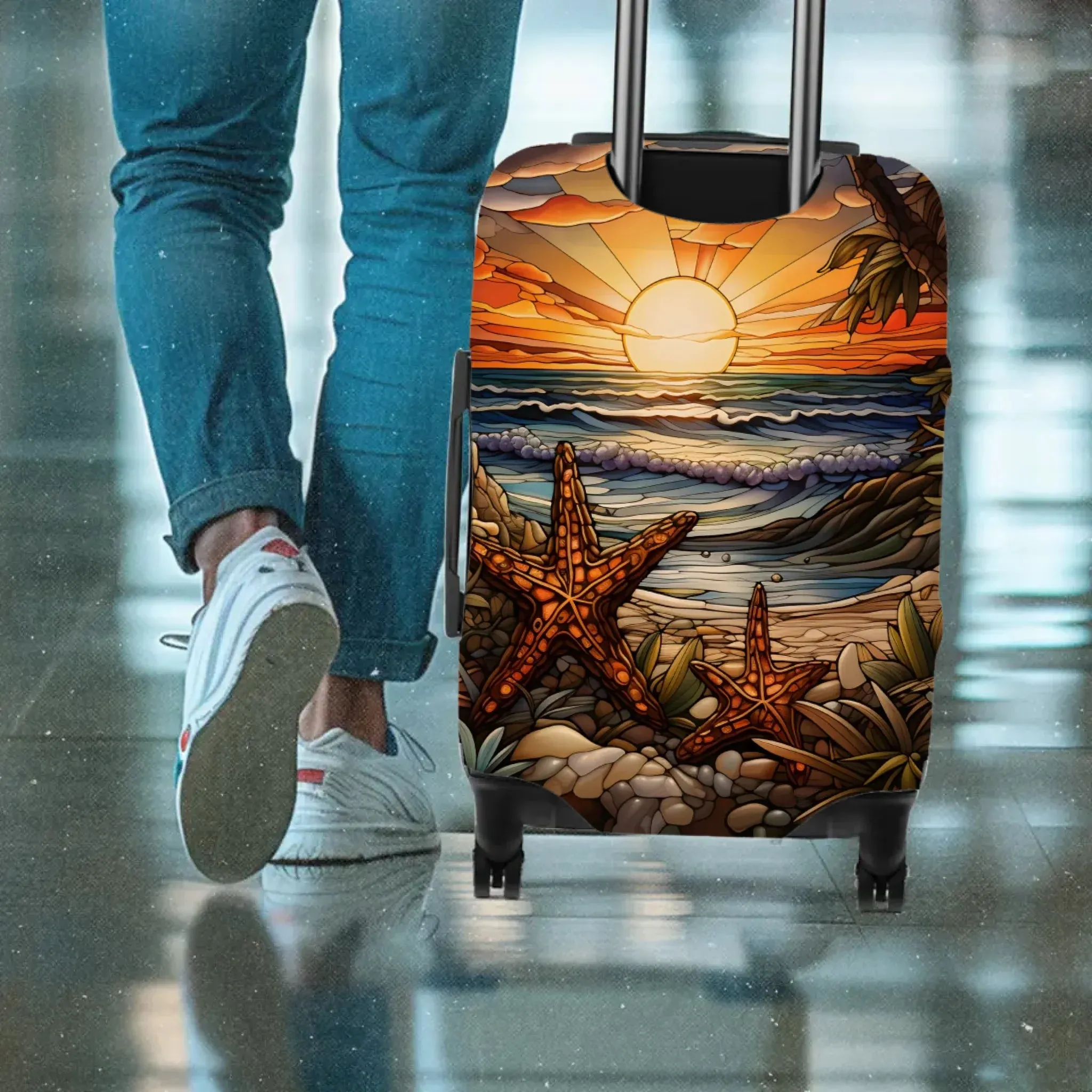 Classic Stained Glass Painting - Custom Background - Personalized Gift For Bestie - Luggage Cover