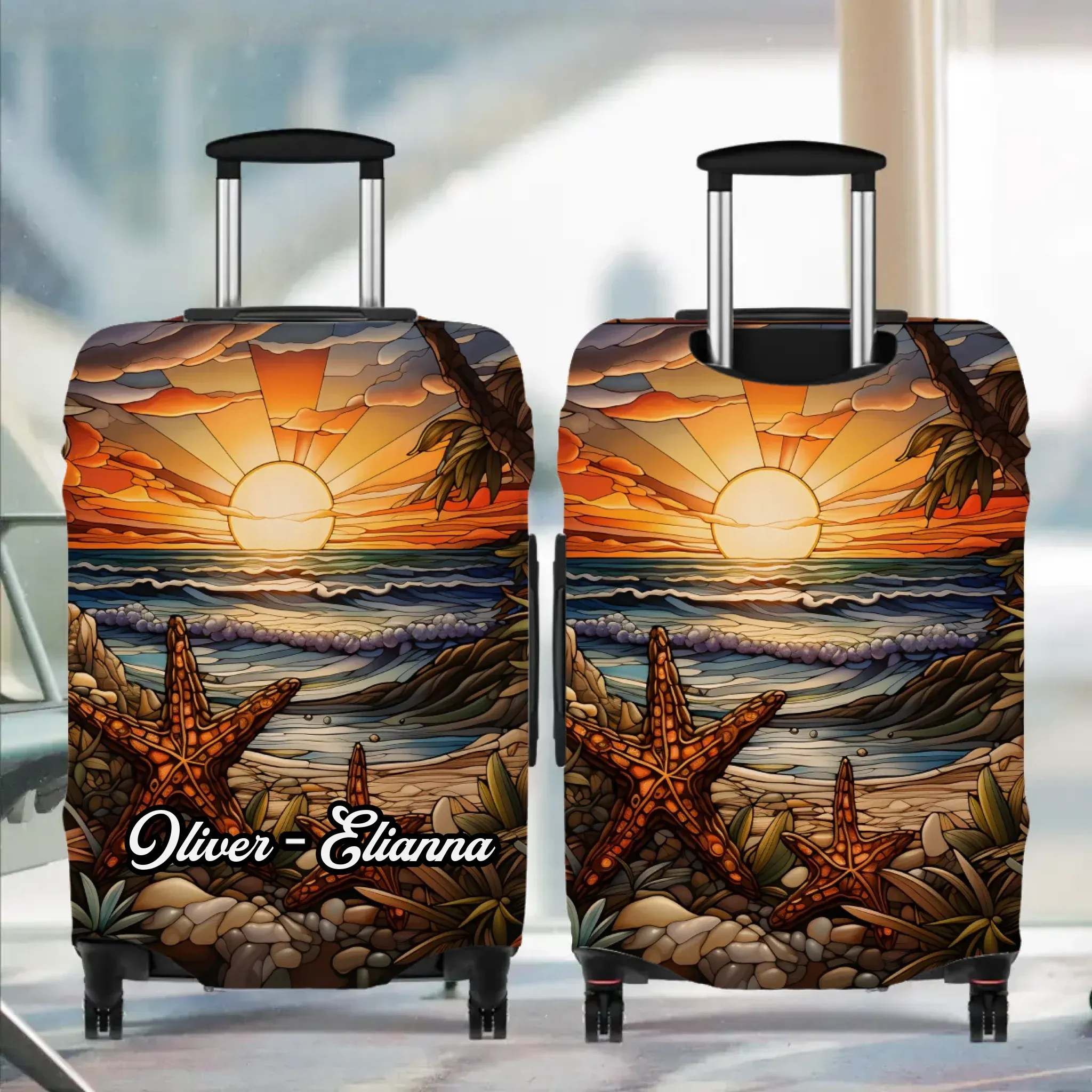 Classic Stained Glass Painting - Custom Background - Personalized Gift For Bestie - Luggage Cover