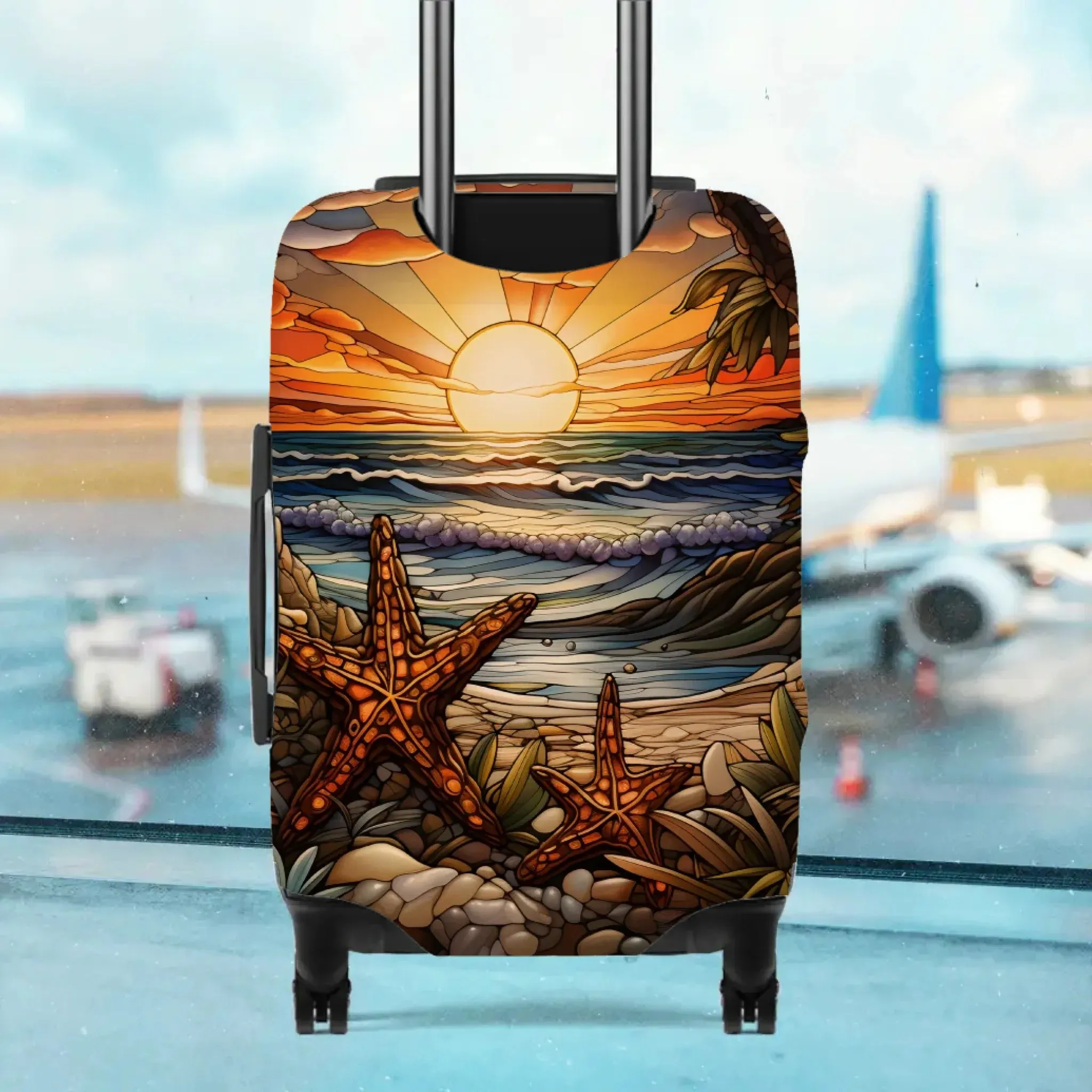 Classic Stained Glass Painting - Custom Background - Personalized Gift For Bestie - Luggage Cover