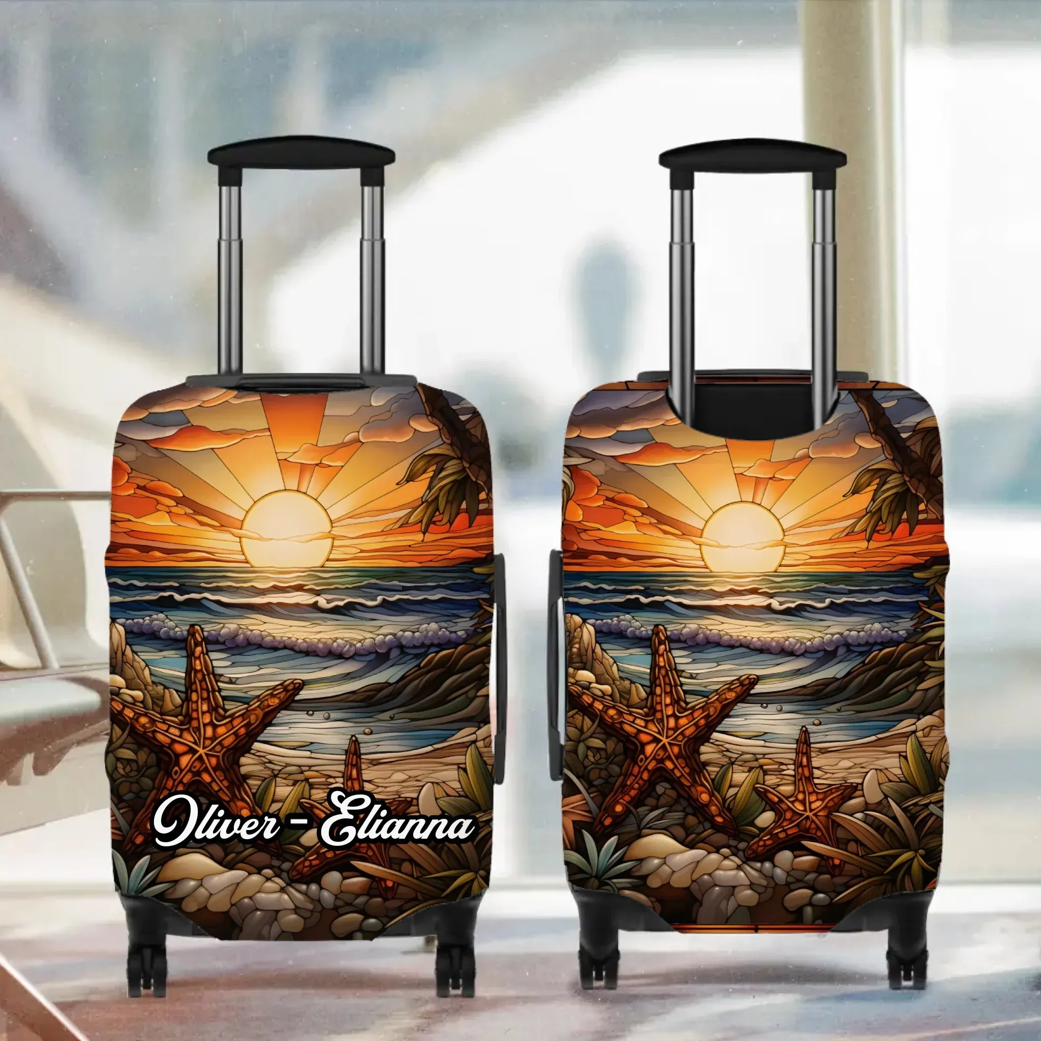 Classic Stained Glass Painting - Custom Background - Personalized Gift For Bestie - Luggage Cover