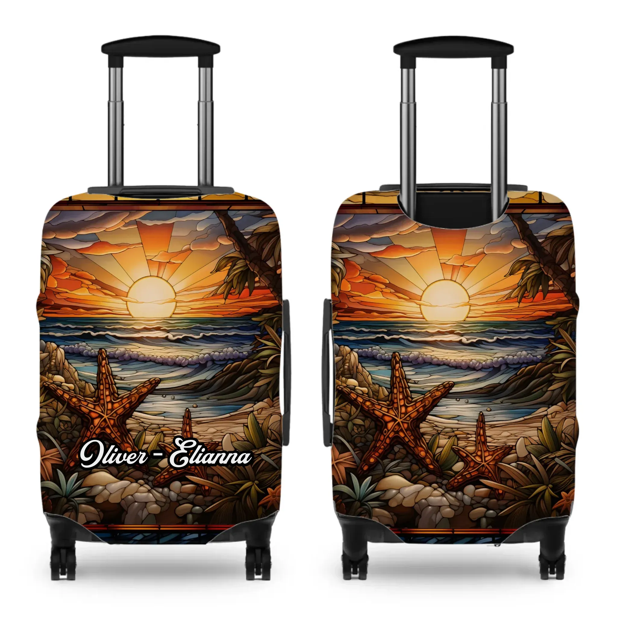 Classic Stained Glass Painting - Custom Background - Personalized Gift For Bestie - Luggage Cover
