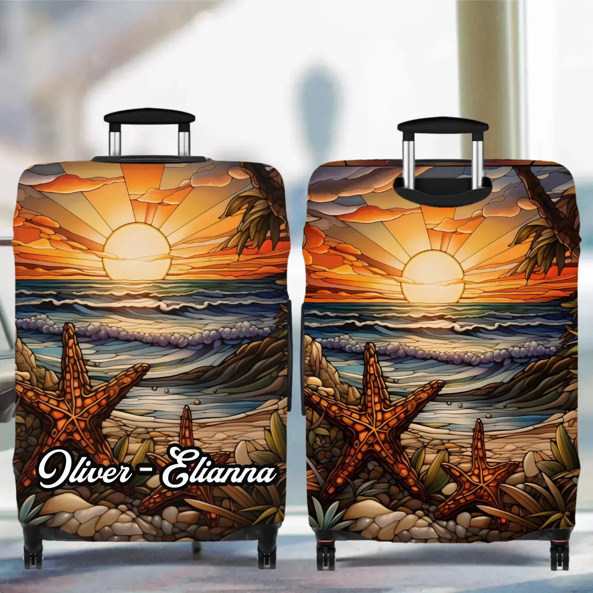 Classic Stained Glass Painting - Custom Background - Personalized Gift For Bestie - Luggage Cover