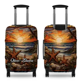 Classic Stained Glass Painting - Custom Background - Personalized Gift For Bestie - Luggage Cover