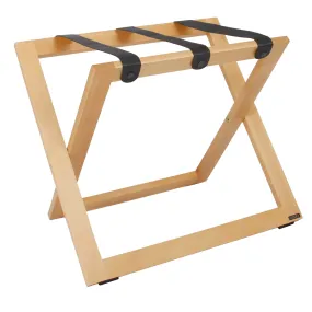 Compact Wooden Luggage Rack, with Nylon Straps, Natural