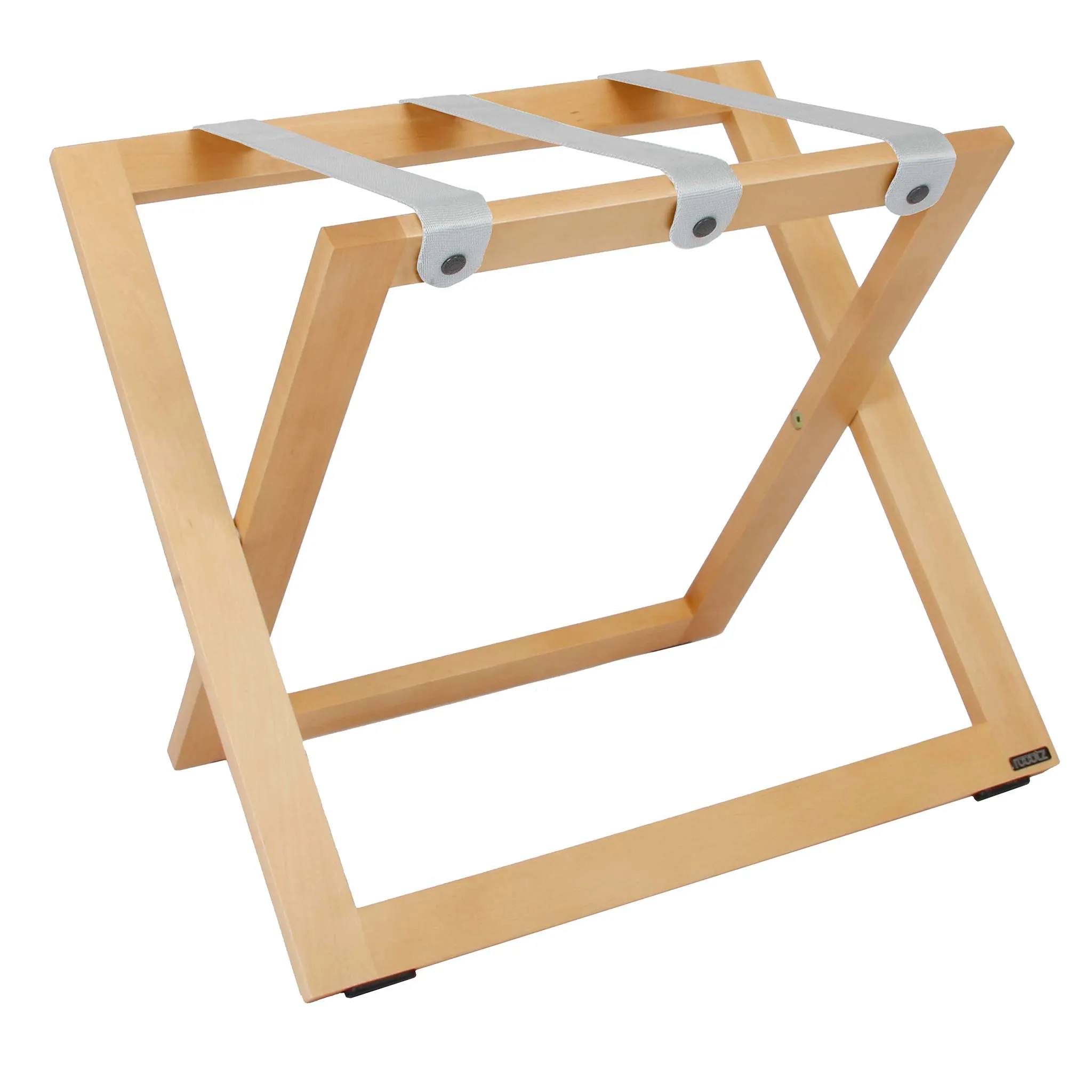 Compact Wooden Luggage Rack, with Nylon Straps, Natural