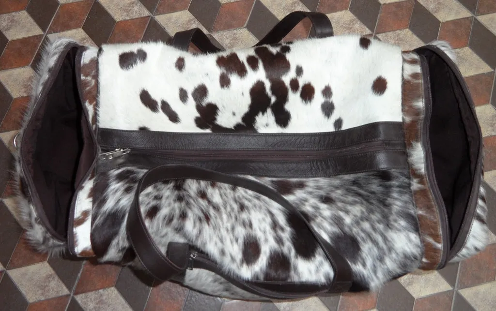 Cowhide luggage Bags Black And White