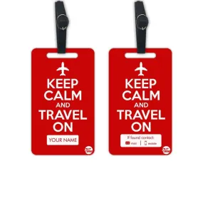 Custom-Made Luggage Tag with Name for Travel Set of 2 - Keep Calm