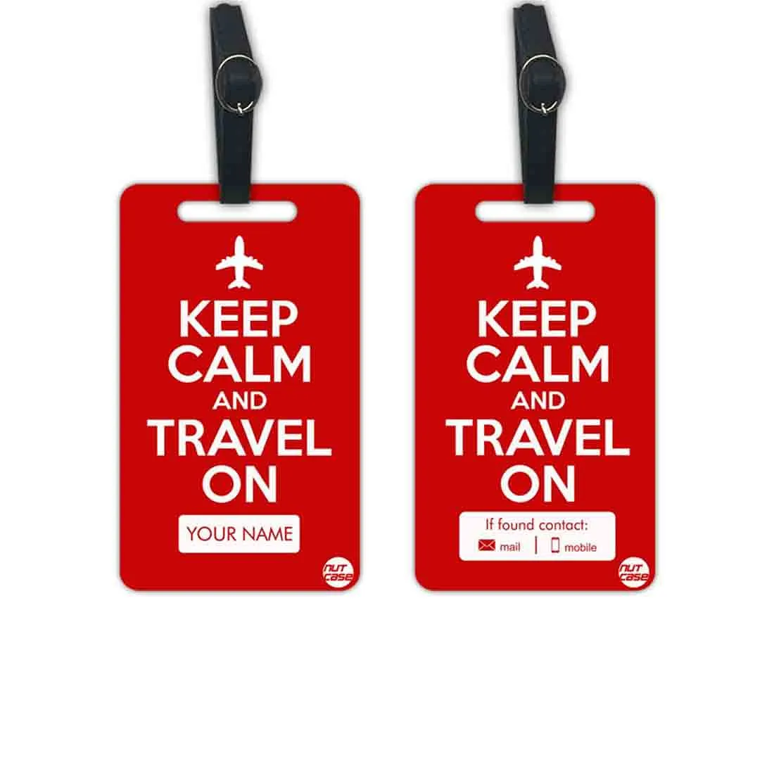 Custom-Made Luggage Tag with Name for Travel Set of 2 - Keep Calm