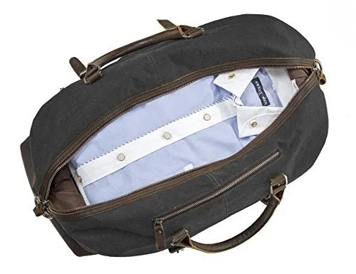 ECOSUSI Vintage Canvas Sport Tote Gym Bag Overnight Shoulder Bag Weekend Travel Duffel Bag Dark