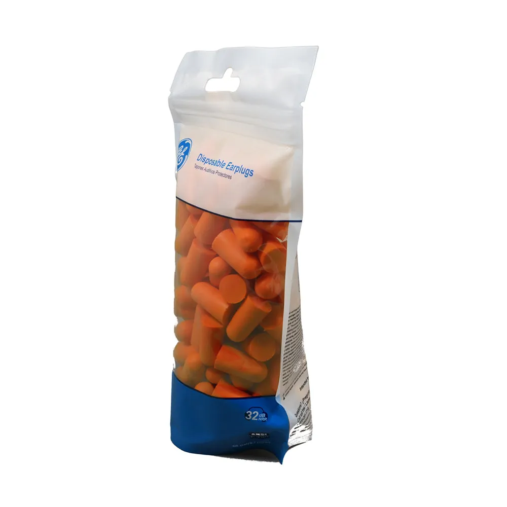GE PPE - #GP428 -  BULLET SHAPED DISPOSABLE EARPLUG 50 PAIRS per bag - uncorded
