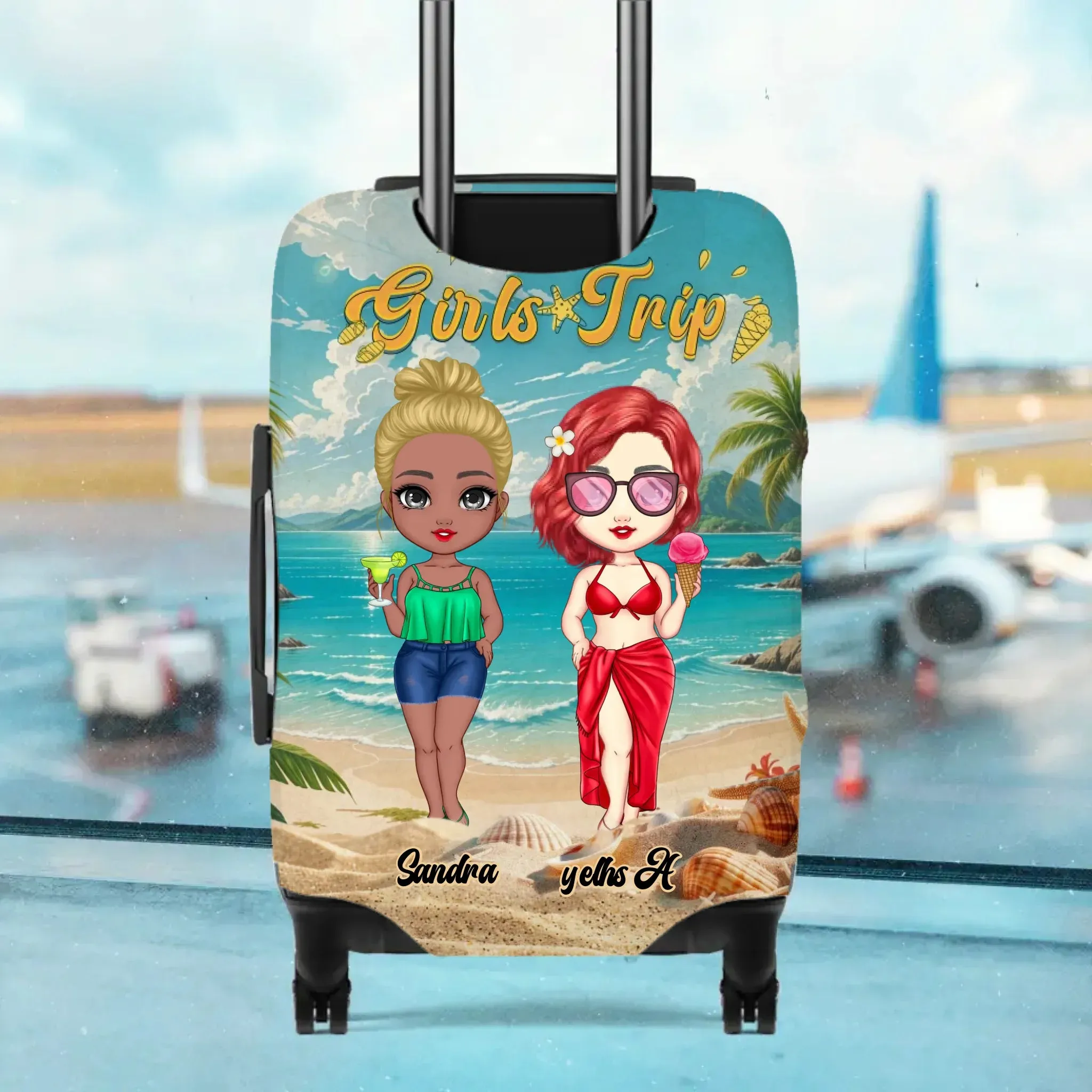 Girls Trip At The Beach - Custom Name - Personalized Gift For Bestie - Luggage Cover