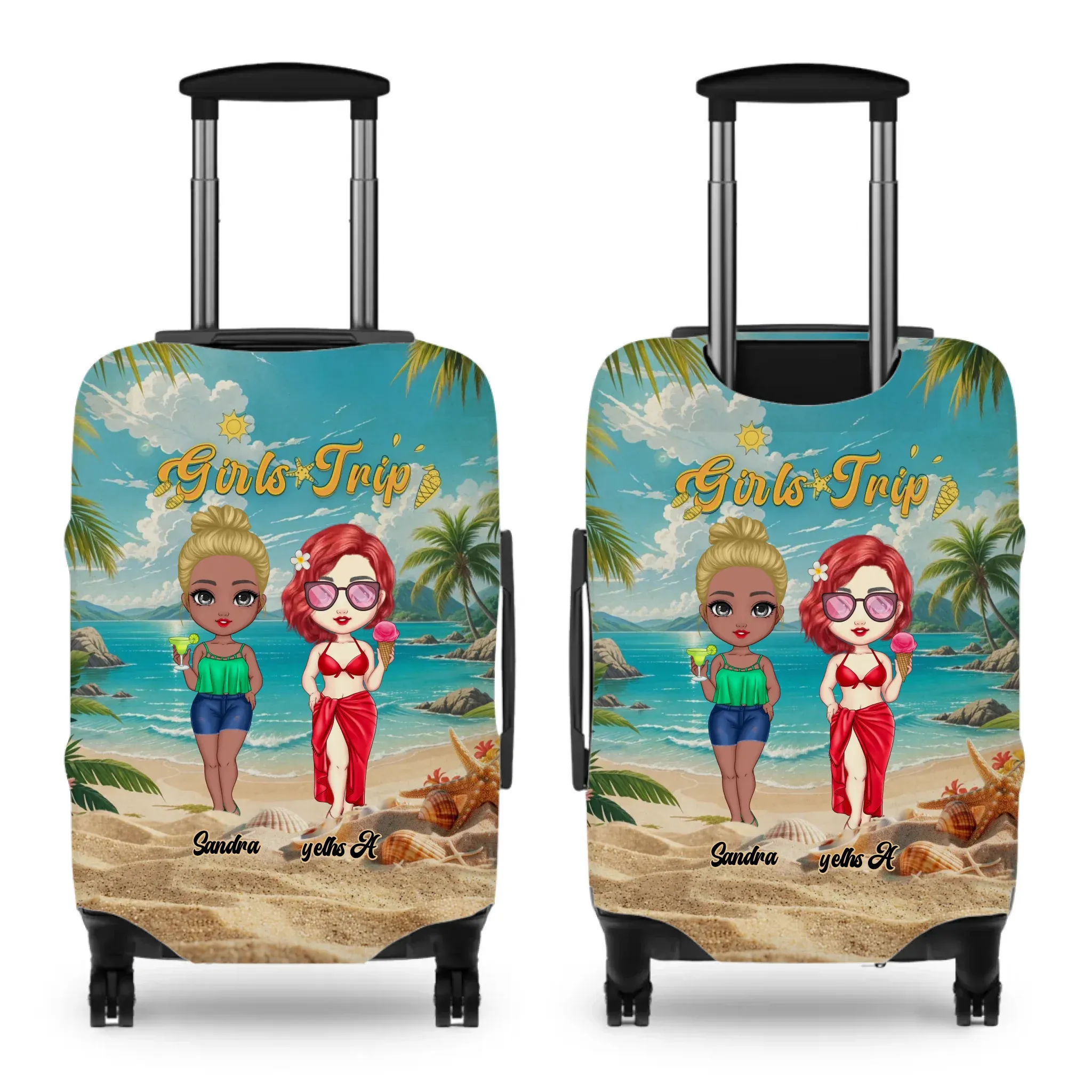 Girls Trip At The Beach - Custom Name - Personalized Gift For Bestie - Luggage Cover