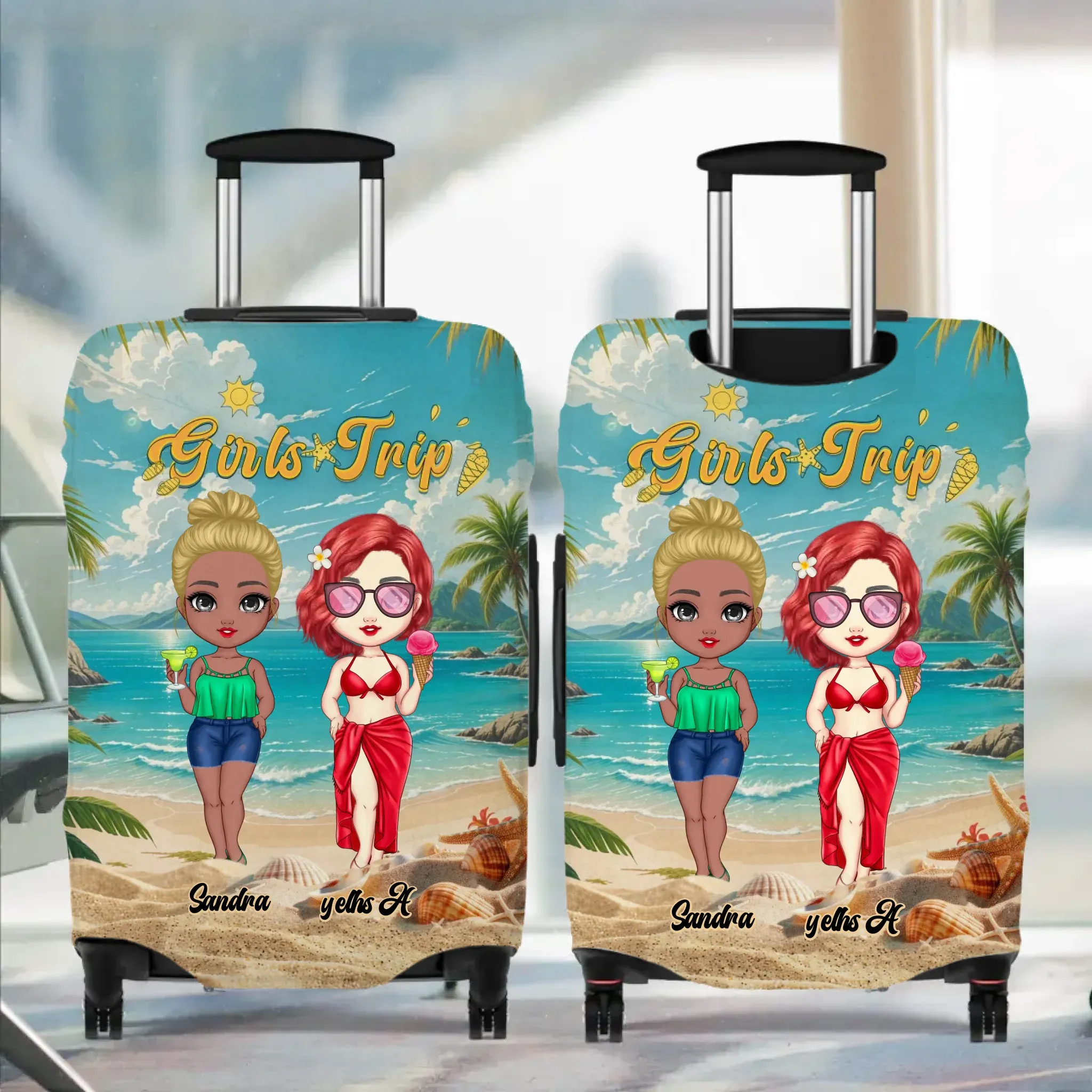 Girls Trip At The Beach - Custom Name - Personalized Gift For Bestie - Luggage Cover