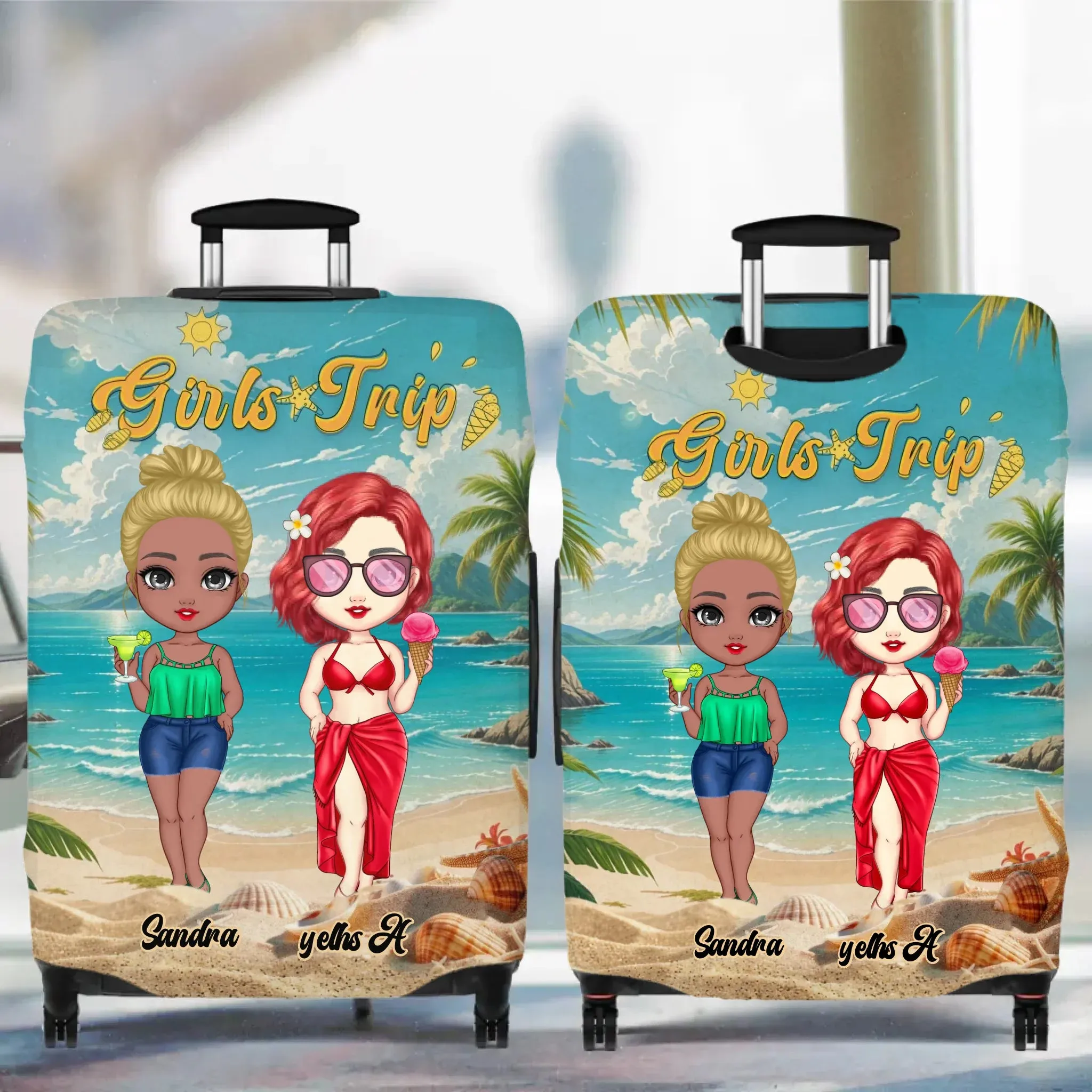 Girls Trip At The Beach - Custom Name - Personalized Gift For Bestie - Luggage Cover