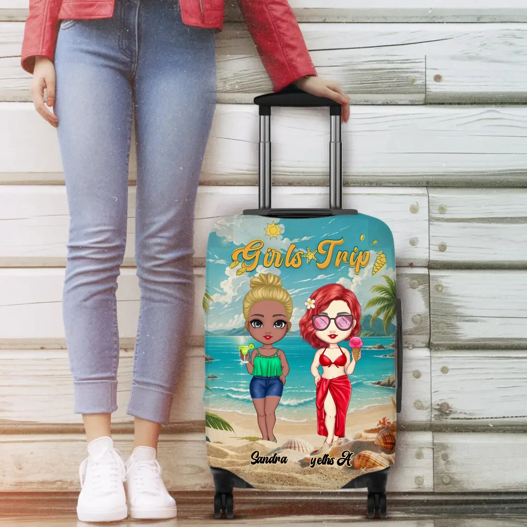 Girls Trip At The Beach - Custom Name - Personalized Gift For Bestie - Luggage Cover