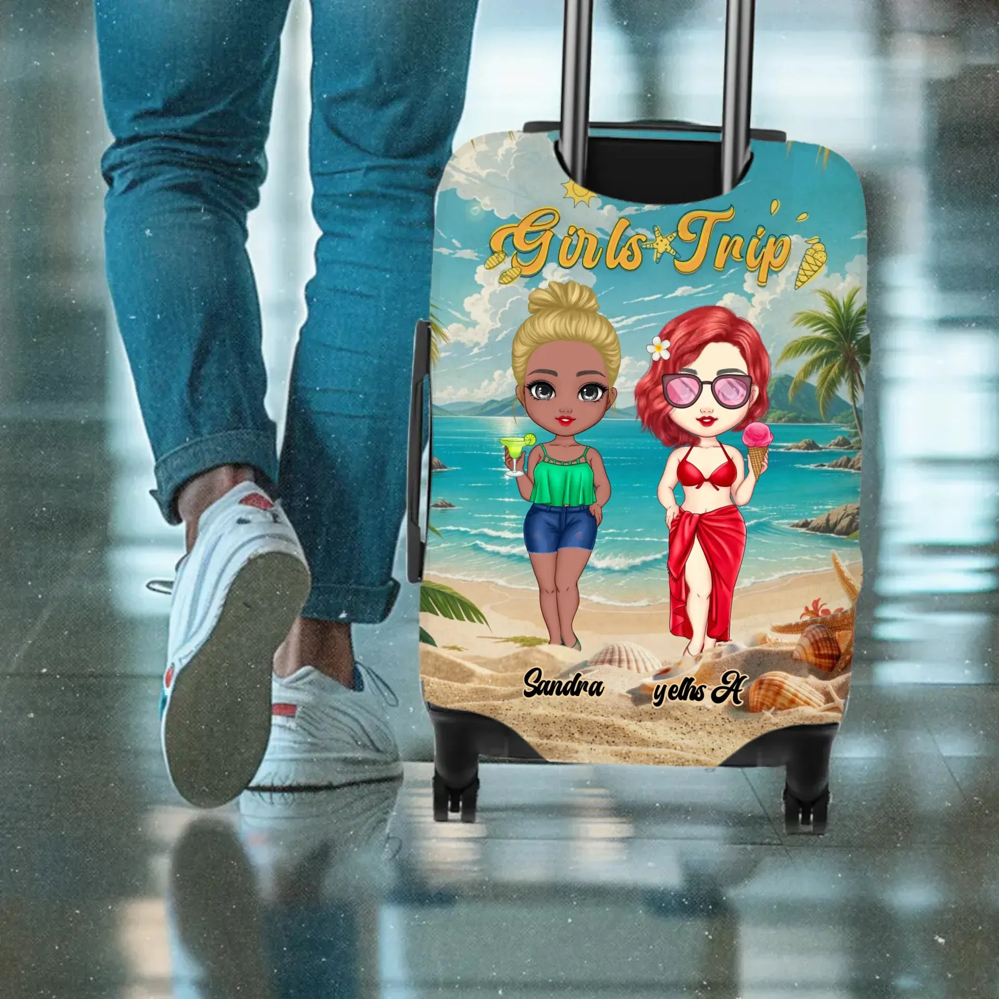 Girls Trip At The Beach - Custom Name - Personalized Gift For Bestie - Luggage Cover
