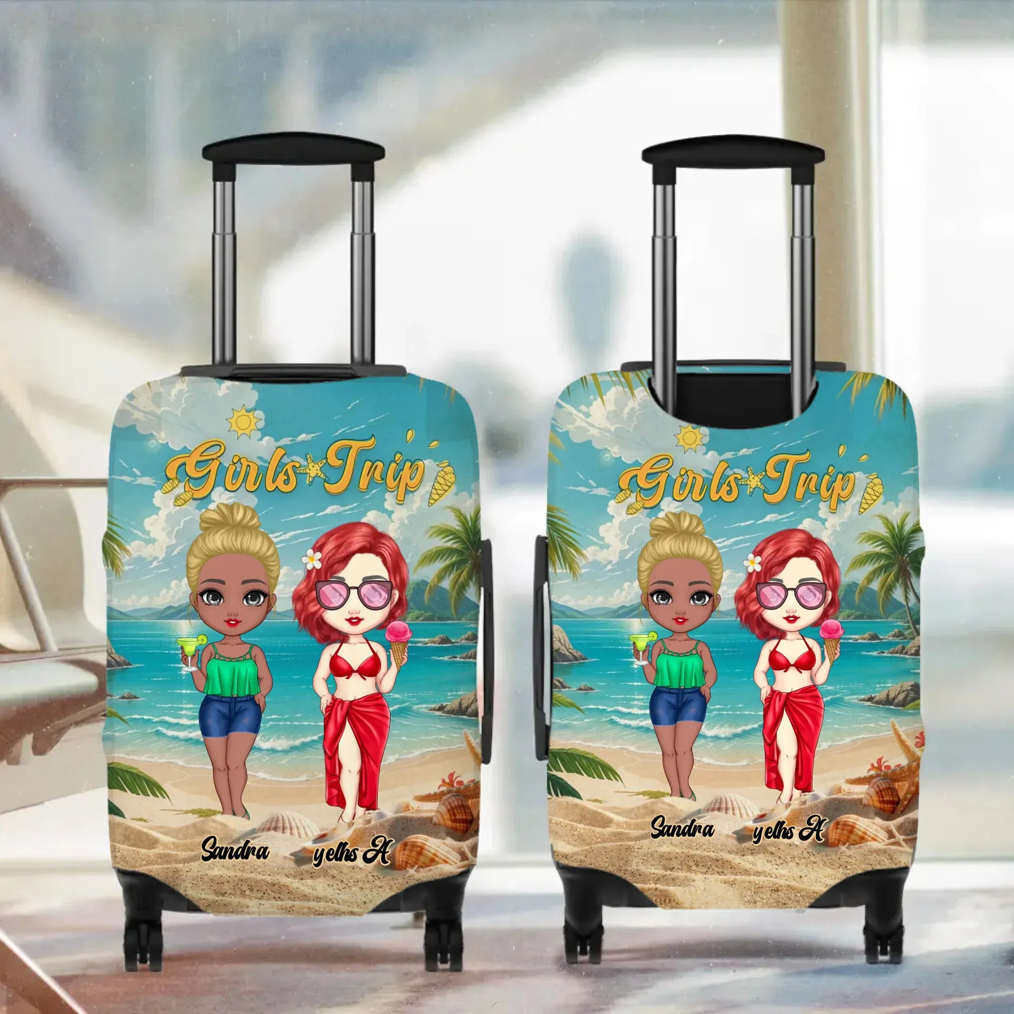 Girls Trip At The Beach - Custom Name - Personalized Gift For Bestie - Luggage Cover