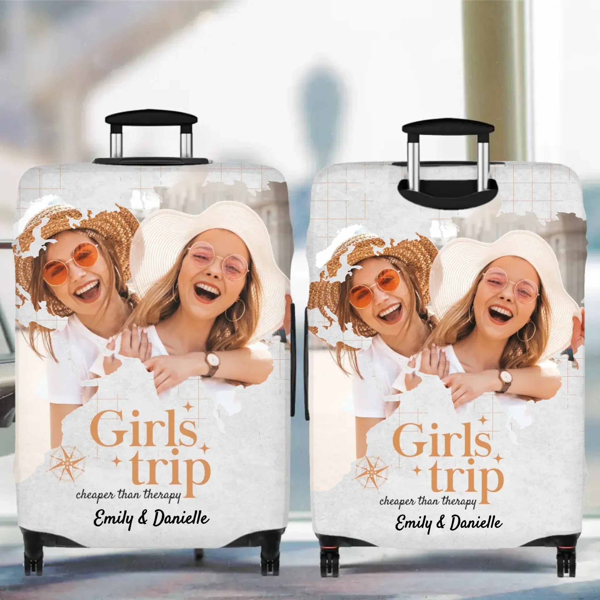 Girls Trip Cheaper Than Therapy - Custom Photo - Personalized Gift For Bestie - Luggage Cover