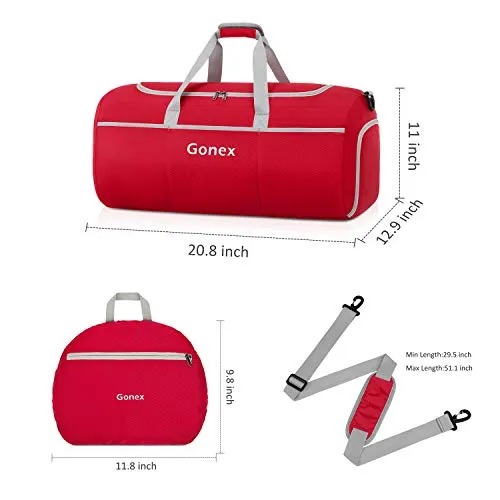 Gonex 50L Packable Travel Duffle, Lightweight Luggage Duffel Sports Gym Bag with Shoe Compartment