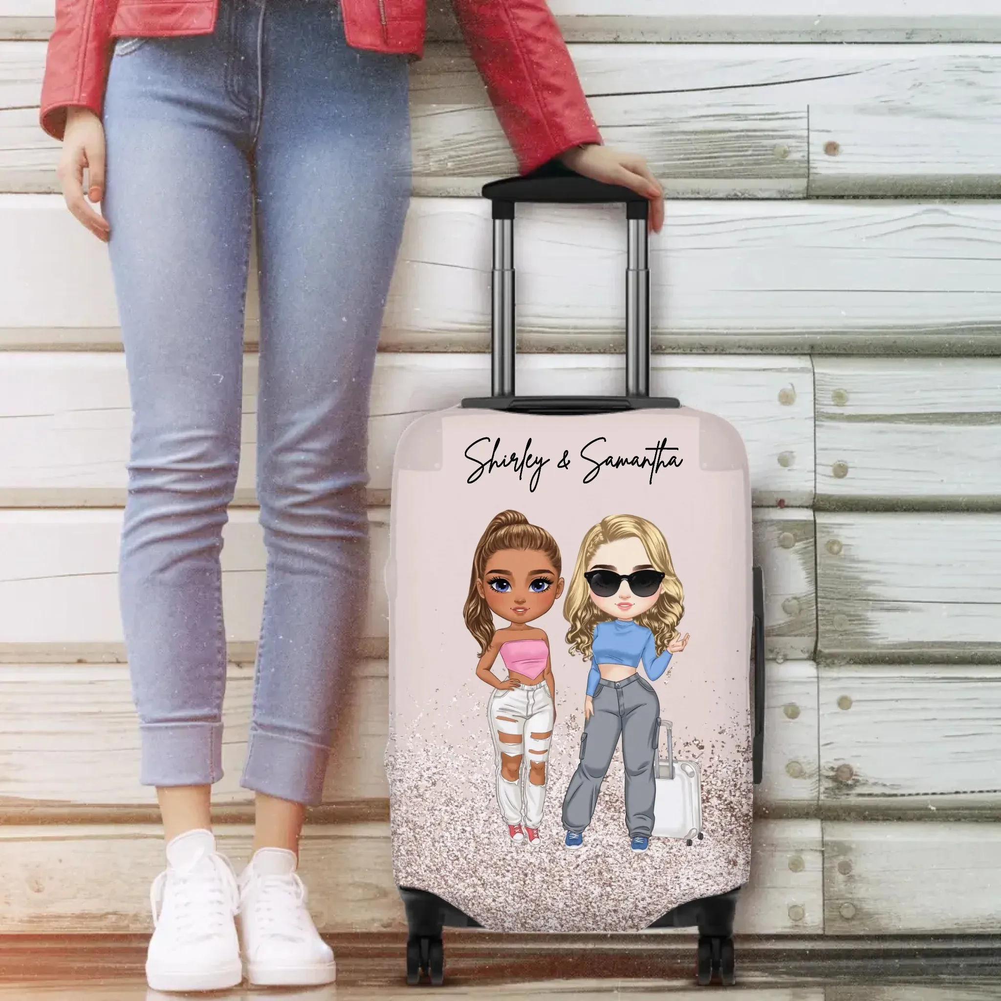 Groovy Bestfriend - Custom Name - Personalized Gift For Bestie - Luggage Cover