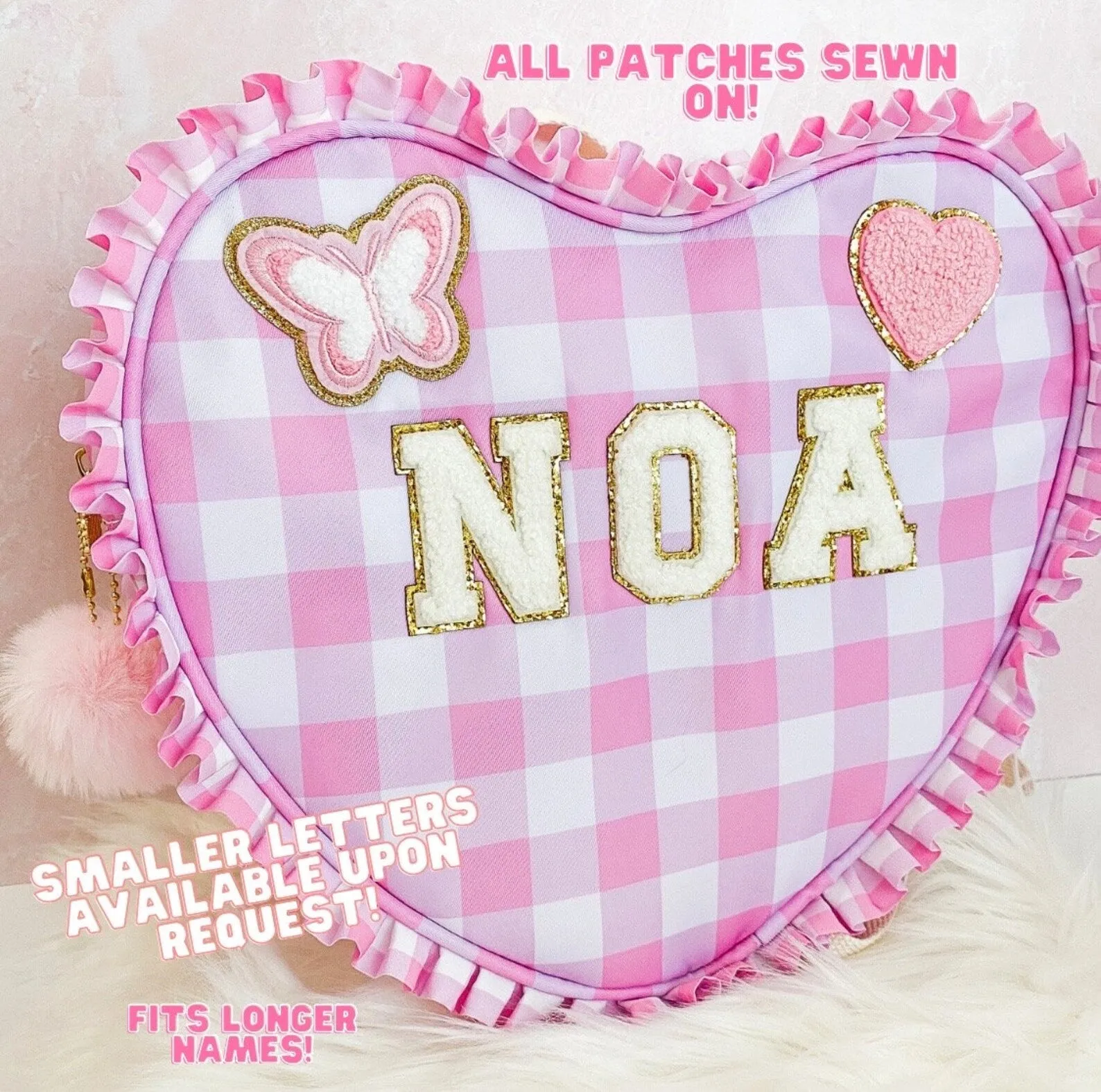 Heart Glitter Patch Custom Backpack