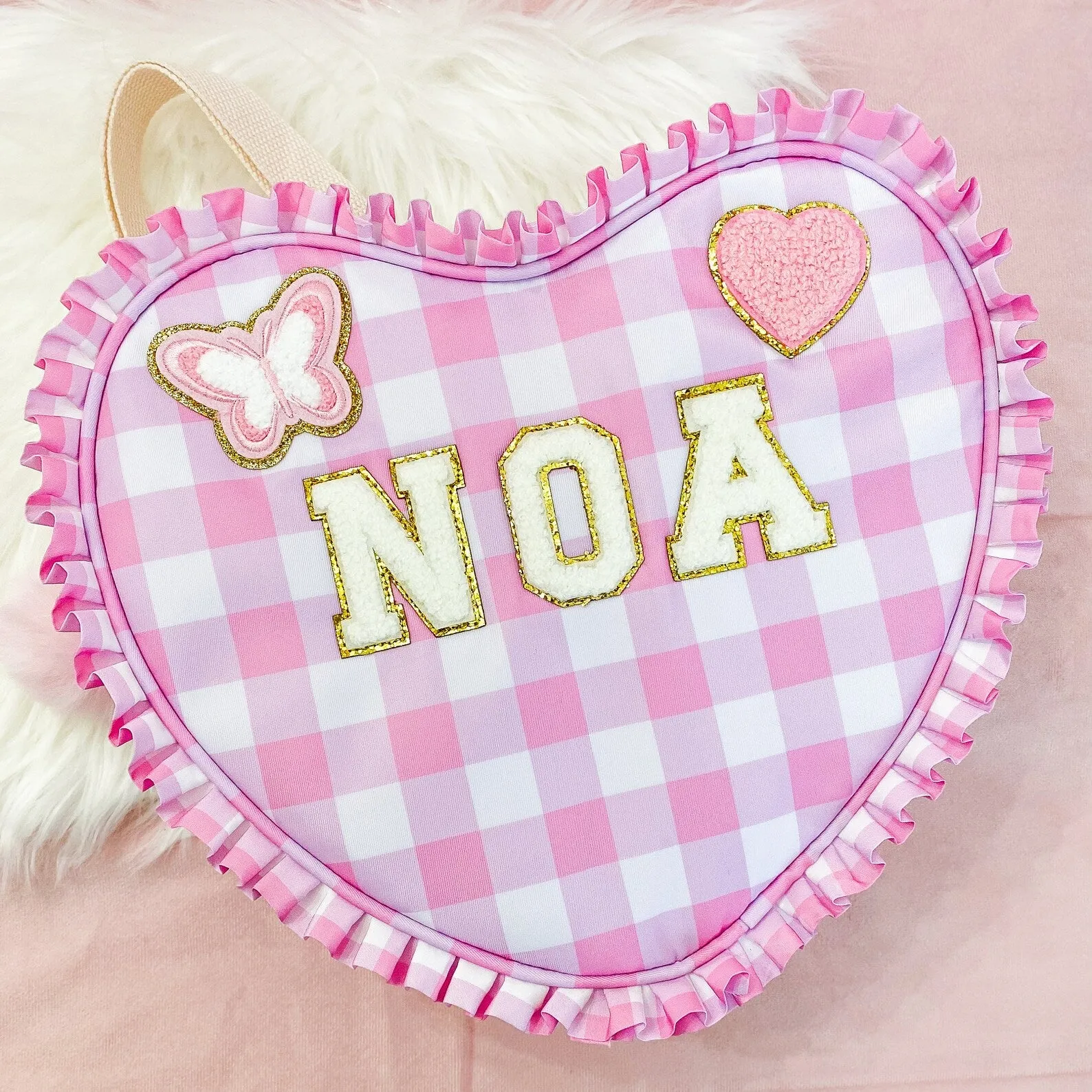 Heart Glitter Patch Custom Backpack