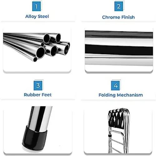 High Back Chrome Luggage Rack - Compact & Portable