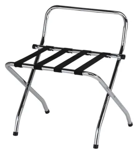 High Back Chrome Luggage Rack - Compact & Portable