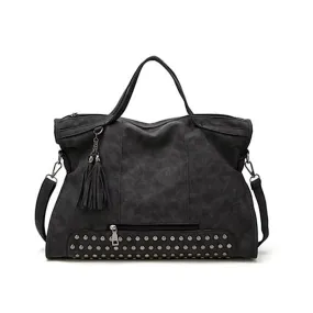 High Capacity Stylish Handbag With Tassel Keychain