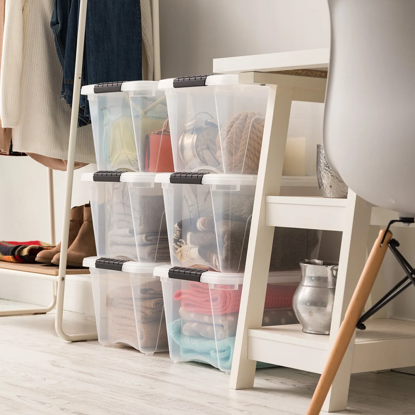 IRIS USA 19 Qt Clear Plastic Storage Box with Latches, 6 Pack