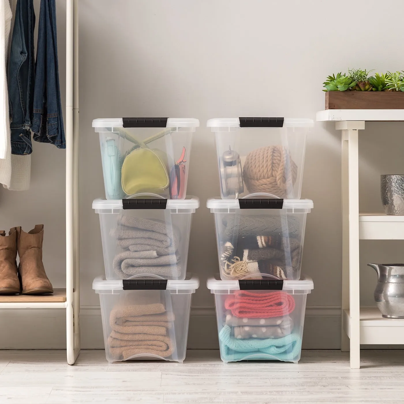 IRIS USA 19 Qt Clear Plastic Storage Box with Latches, 6 Pack