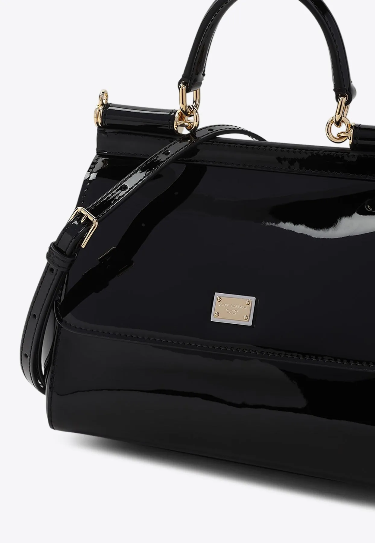 Medium Sicily Patent Leather Top Handle Bag