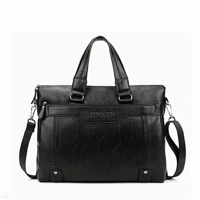 Men Briefcase Leather 14inch Laptop Bags Men Business Shoulder Bags for Male Office High Quality Men Briefcase Casual