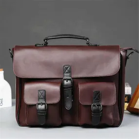 Men Leather Black Briefcase Business Handbag Messenger Shoulder Bags Male Vintage Shoulder Bag Men's Large Laptop Travel Bags