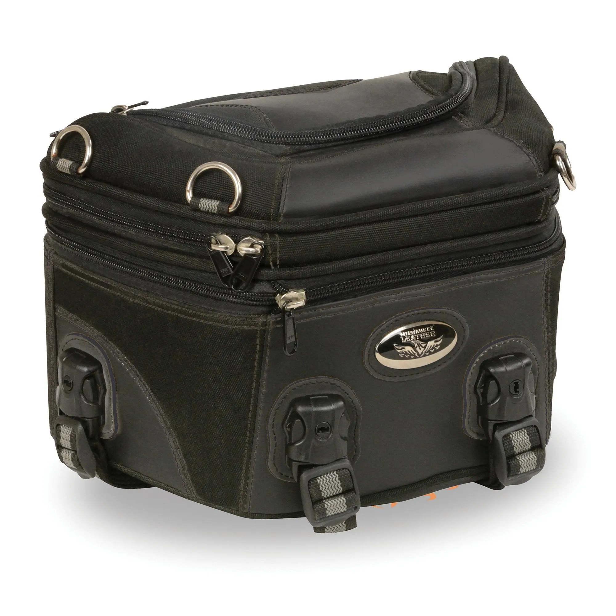 Milwaukee Leather MP8195 Small Black Textile and PVC Motorcycle Travel Rear Rack Bag
